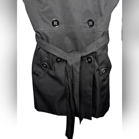 Banana Republic Petite XS Black Classic Trench Coat Belted Tailored - Picture 5 of 14